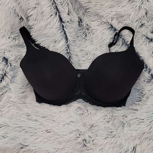 Montelle Intimates, sz 34H Black bra w/lace trim - Picture 1 of 7